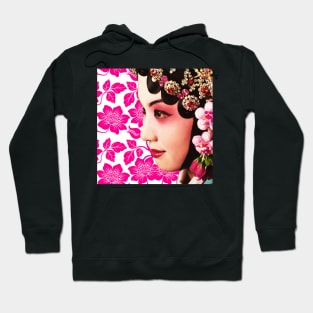 Chinese Opera Star with Pink Flower Pattern- Hong Kong Retro Hoodie